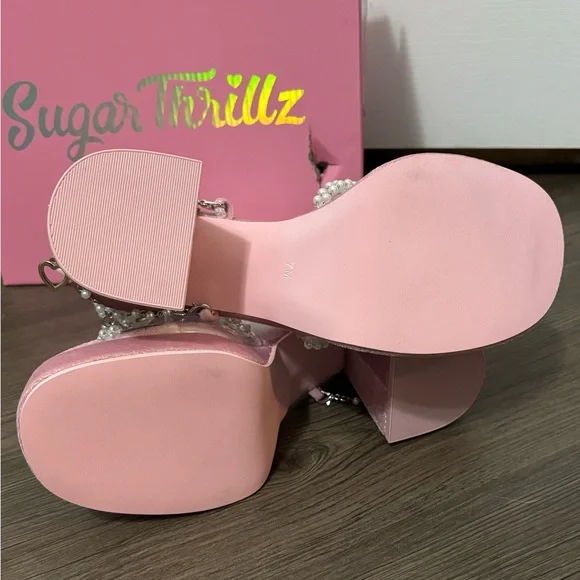 NIB Dolls Kill / Sugar Thrillz Pink Holy Revelation Platform Sandals - Picture 7 of 8